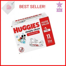 Huggies Simply Clean Fragrance-Free Baby Wipes, 11 Flip-Top Packs 704 Wipes Tot