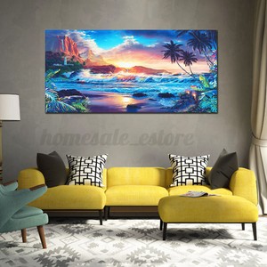 Sunset Beach Canvas Print Painting Wall Art Modern Scenery Beach Tree
