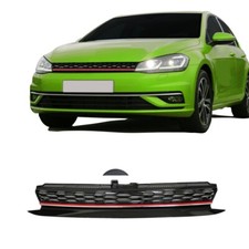 Kühlergrill Grill passend für VW Golf 7 2017- mit Wabengitter Leiste rot/ chrom