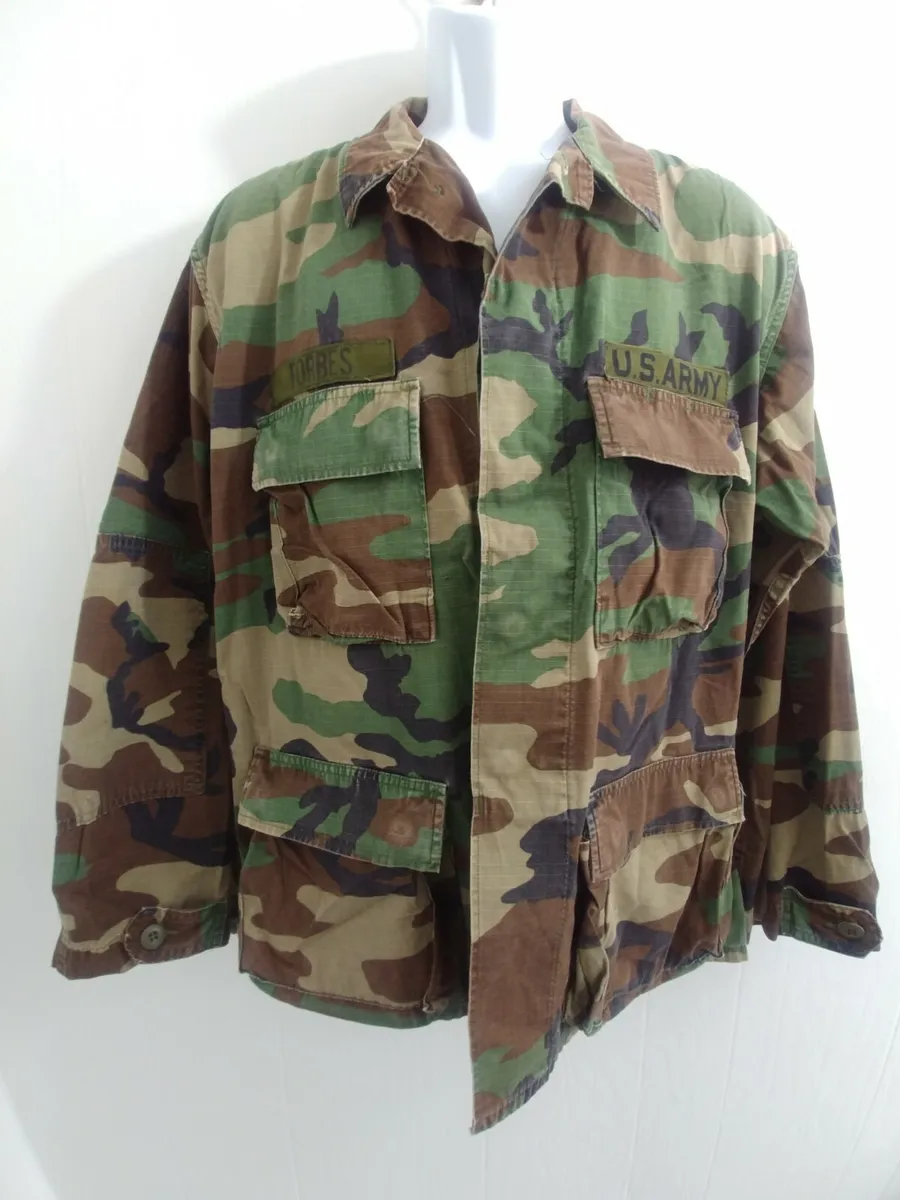 US Military Shirt Green Woodland Camouflage U.S Army Men's Shirt Size M Reg