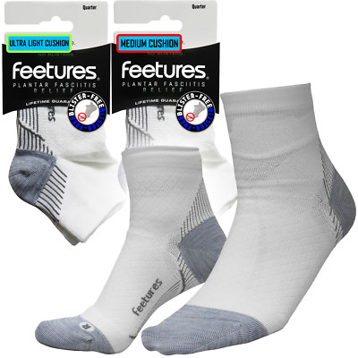 Feetures Pro Compression Pro Plantarfasziitis blasenfreie Viertelsocken weiß