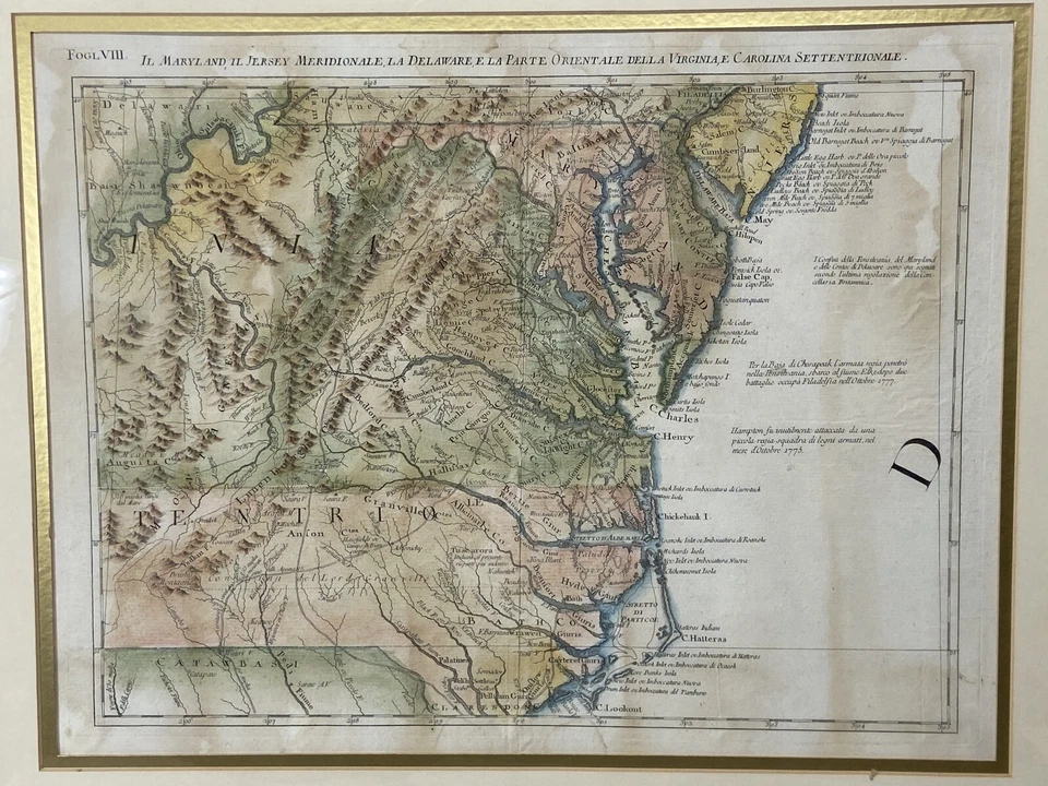 1778 Revolutionary War Era Map Maryland Virginia Delaware NC SC Antonio Zatta - Image 2 of 4