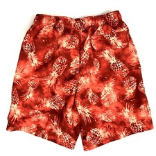 Laguna Mens Swim Trunks Size Small Orange Pineapples Pockets Elastic Waist