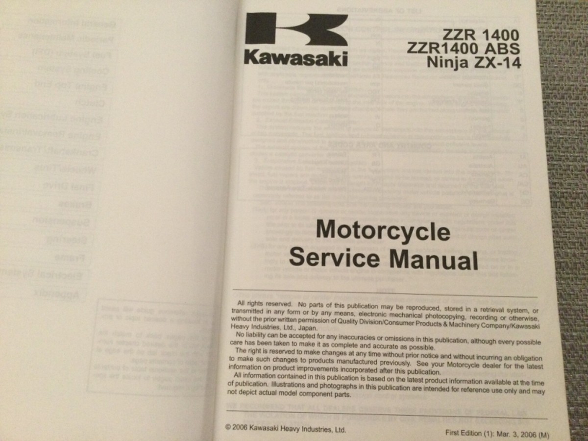 2006 ZX-14R Service Manual Ninja ZZR1400 ZX-14 R ABS 99924-1362-01