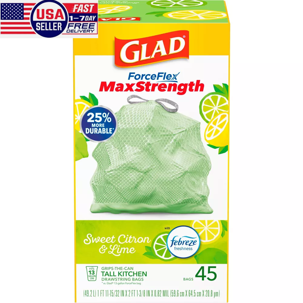 Glad ForceFlex MaxStrength Tall Kitchen Drawstring Trash Bags - 13 Gallon/45ct