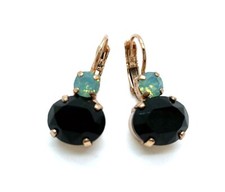 Earrings By Mariana Woman Charming Pacific Opal and Jet Swarovski Crystals