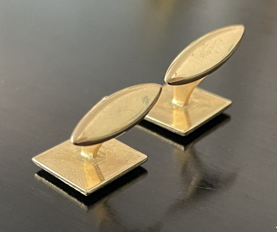 14K Solid Yellow Gold Square Monogram G Cufflinks… - image 4