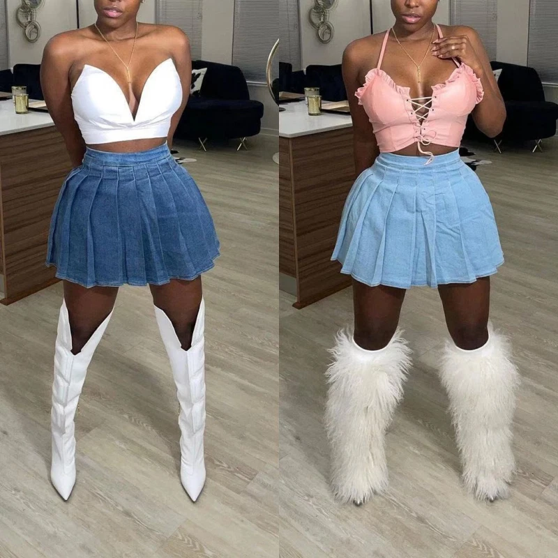 Female Skirt Summer Fashion All-match Casual Denim Skirt Pleated Skirt
Opens in a new window or tab