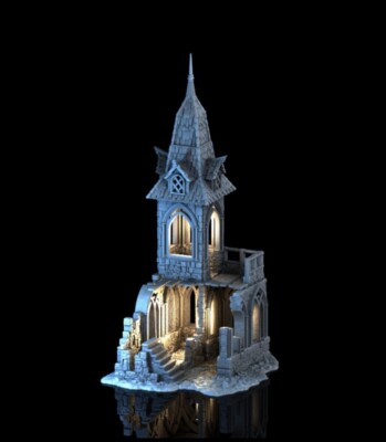 Tabletop Gelände Gebäude Mysteriöse Zerstörte Kirche Chapelle Unbemalt