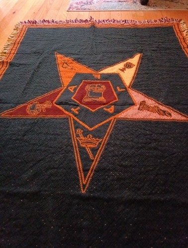 Order Of The Eastern Star OES Tapestry Throw Blanket 44" X 62" Fringed - Picture 5 of 6