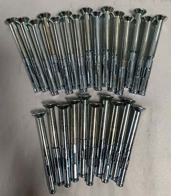 (25) UNUSED Zinc Concrete Phillip Flat Head Sleeve Anchor 3/8'' x 4''  (V5)