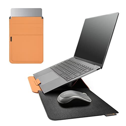 HaruYo 15-16 Pollici Custodia per Computer Portatile con Supporto Funzione Laptop, PU Pelle Portatile Sleeve per MacBook Air/MacBook Pro/Surface Dell Lenovo HP ASUS Acer 15-16 Pollici Nero