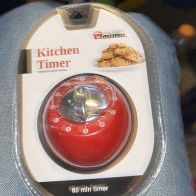 Red 60 Minute Kitchen Timer Winding Mechanical Bell Alarm New
