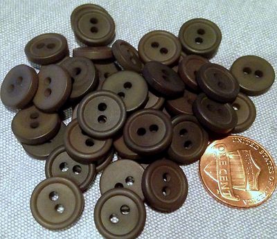 24 Small Matte Dark Green Grey Plastic Sew-through Buttons Almost 1/2'' 12mm 7567