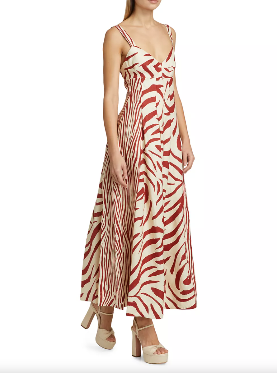 VIP【送料関税込】CELINE Striped dress Nicholas Women Selene Zebra Stripe Seamed Cami Long Dress