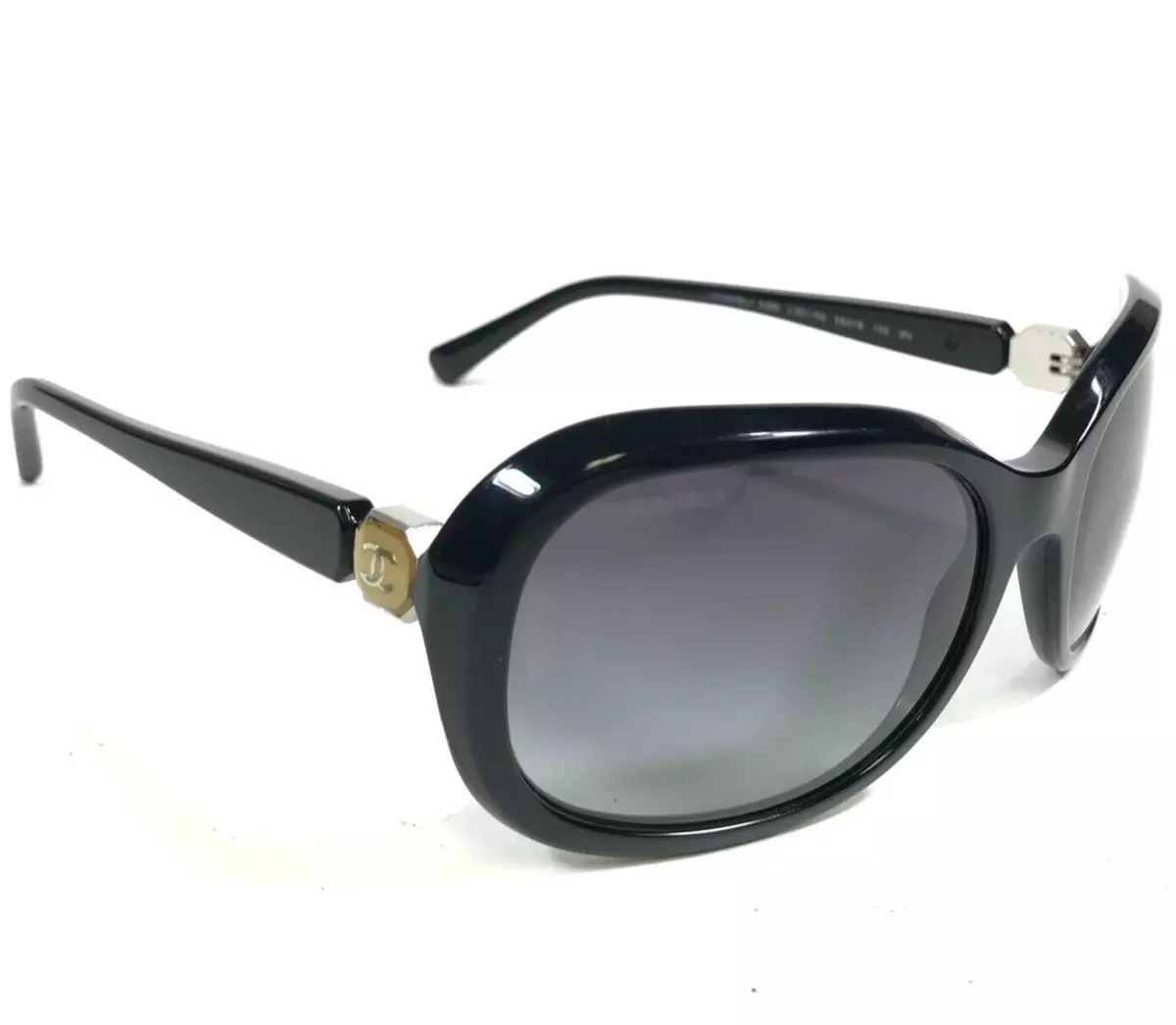 Chanel Sunglasses 5286 c.501/S6 Black Square Frames Gold Logos with Blue  Lenses