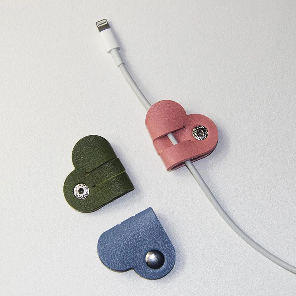 1PC Cable Protector Clip Charger Cable Winder Cable Management Heart Shaped η - Image 4 of 4