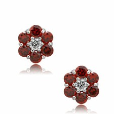 January Gemstone Flower Children's Adult Stud Earrings 925 Sterling Silver