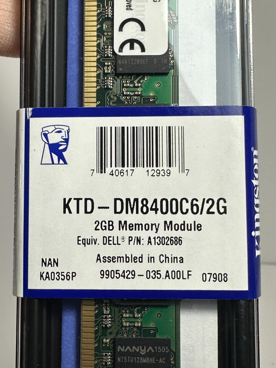キングストン Kingston メモリー 800MHz 2GB CL6 Module KTD-DM8400C6/2G Kingston KTD-DM8400C6/2G 2GB Memory Module = Dell P/N