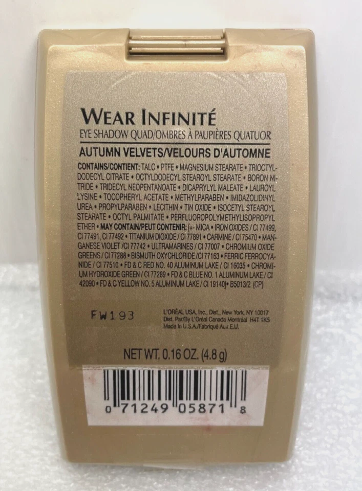 New L'OREAL WEAR INFINITE  Eye Shadow QUAD- AUTUMN VELVETS **RARE ORIGINAL - Image 3 of 4