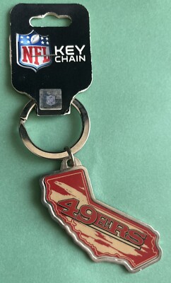NFL SF San Francisco 49ers Flat Metal Keychain California State Key Ring Rico