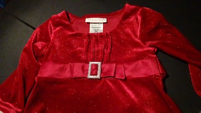 Toddler Girl Sz 2 CHRISTMAS DRESS Sparkly Red Velveteen w/ White Faux FUR  Trim | eBay