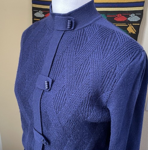 Vintage 70’s - 80's Ciao Ltd Navy Blue Sweater Dress 100% Pure New Wool Size 6 M - Picture 20 of 21