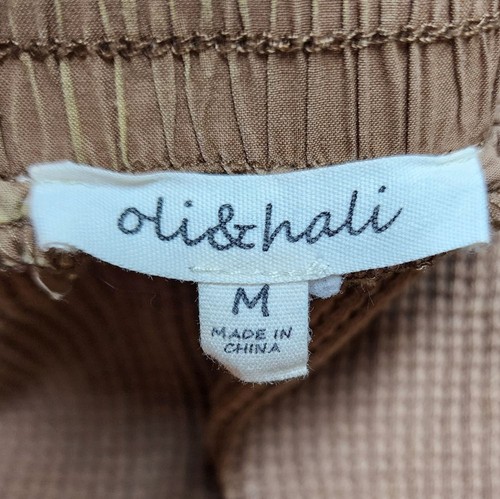 Oli & Hali Wide Leg Hose Damen M hellbraun Mineral Wash Waffelstrick hauchdünn cropped - Bild 10 von 12
