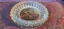 Vintage Pressed Glass Ashtray Depicting a Romantic Couple