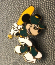 Disney pin 5613 mickey mouse sports baseball bat home plate vintage batting *1
