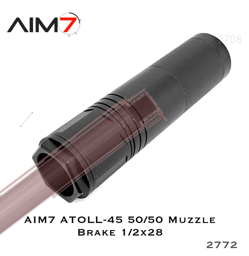 AIM7 ATOLL-45 50/50 Muzzle Brake Barrel Shroud 1/2x28 & 5/8x24