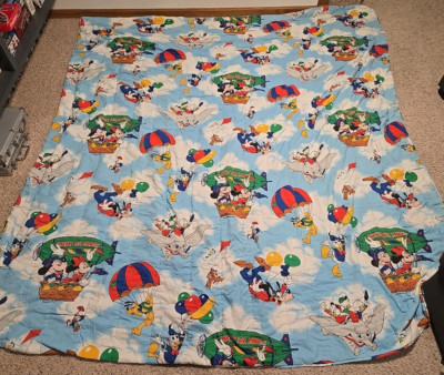 Vintage Walt Disney Production Mickey Mouse Air Mobile Comforter Double 107 x 89