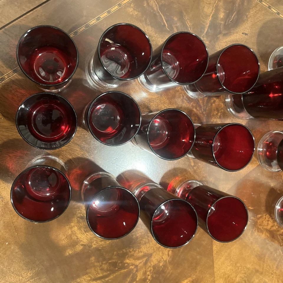 Set of 20 Cristal D'Arques Durand Cavalier Ruby Red Glasses Made in France - Image 4 of 4