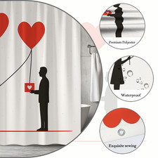 Romantic Black and White Shower Curtain with Love Theme
