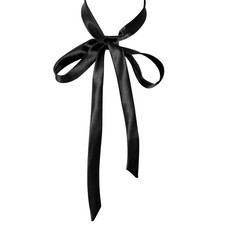 Bow Tie for Women Girls Self Tie Satin Ribbon Bow Ties Bowties Long Black