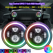 2026 NEW FOR Jeep wrangler JK LJ TJ CJ RGB 7" inch Round LED Headlight DRL Light