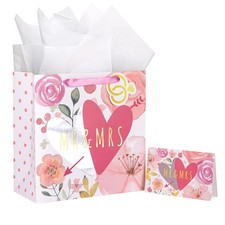 10.5 Inch Medium Gift Bags Card Tissue Paper Mr Mrs Wedding Bridal Shower Wrap