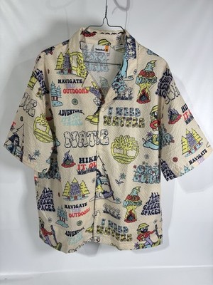 TIMBERLAND Men's shirt with all-over logo Nature Small S button down