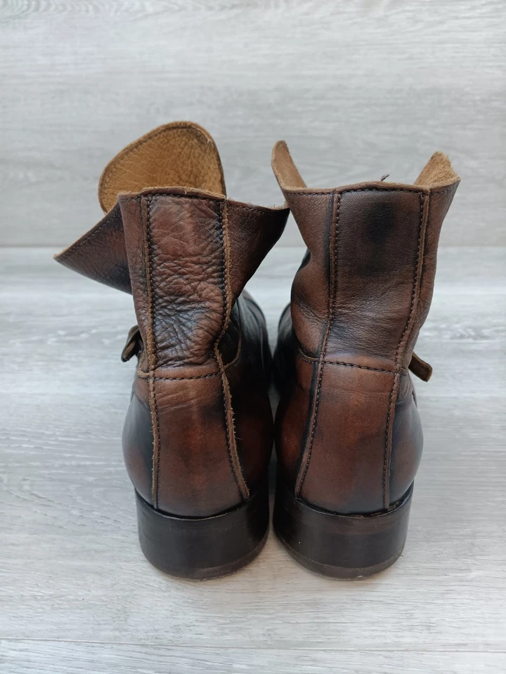 H By Hudson Vintage Bota Mujer 7 Marrón Cuero Puntera Western Botines Foto 4 de 4