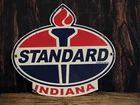 VINTAGE STANDARD INDIANA PORCELAIN GAS STATION SIGN 11" X 12"