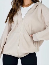 Princess Polly Audrey oversized waffle knit zip up hoodie