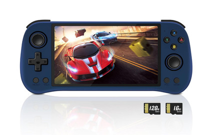 Powkiddy X55 Retro Handheld Konsole 16GB + 128GB IPS HD Linux RK3566 HDMI  Blau