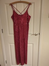 Next Long Pink Sequinned Maxi Dress Size 6