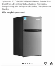 Upstreman 3.1 cu.ft Mini Fridge with Freezer Double Door, Energy Saving, Silver
