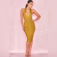 HOUSE OF CB Halter Bandage Midi Dress Size S Bodycon Evening Size Small 