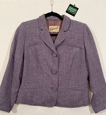 Vintage 1950s Davidow Purple Wool Skirt Suit Set Tailored Jacket  Skirt