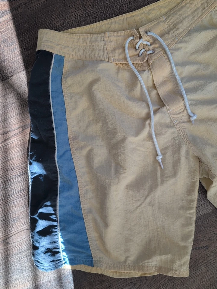 Vintage Y2K Op Board Shorts Mens 36 Yellow Blue Surf Swim Ocean Pacific - Image 3 of 4