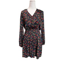 Gap Relaxed Smocked Split neck Mini Dress Large Ditsy Floral FairyGoth Festival