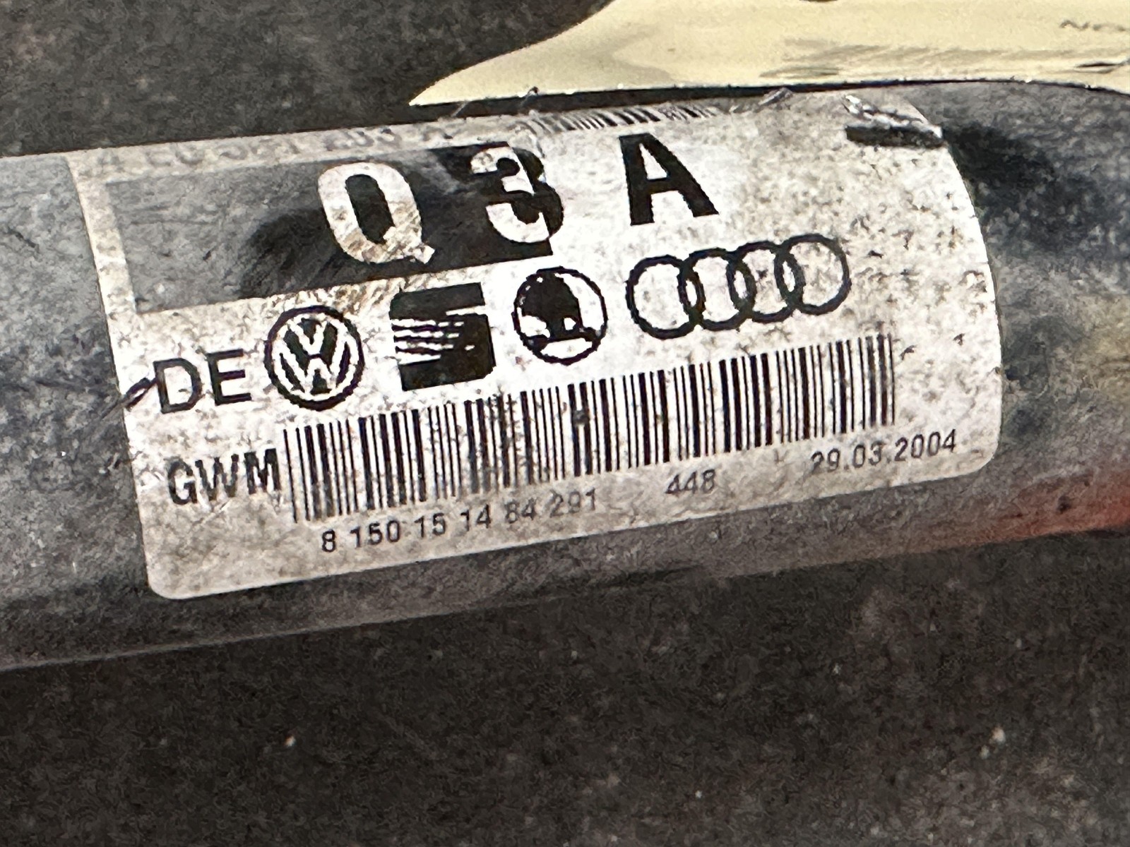 03-12 BENTLEY CONTINENTAL 6.0 REAR PASSENGER RIGHT CV AXLE SHAFT 4E0501203A