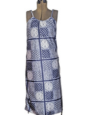 Vintage Patchwork Print Maxi Nightgown Dress Size M Boho Beach Vacation Resort